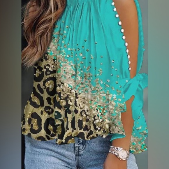 Casual Leopard Halter Loose Blouse - Picture 1 of 6